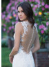 Plunging V Neck Ivory Lace Tulle Sheer Back Wedding Dress Plunging V Neck Ivory Lace Tulle Sheer Back Wedding Dress
